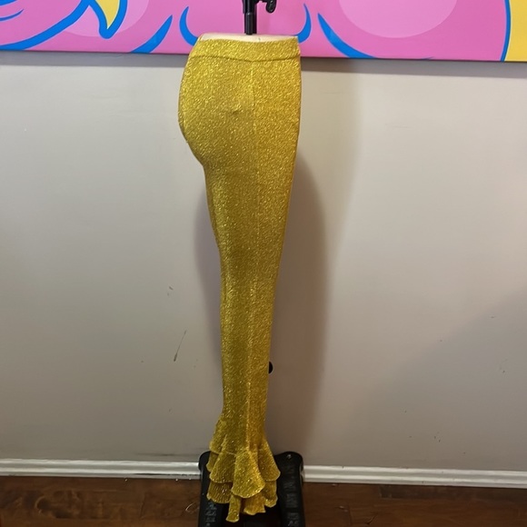 Moschino Couture Yellow Gold Knit Ruffle Hem Pants Clown Collection - Picture 5 of 11